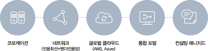 코로케이션,네트워크,글로벌 클라우드, 통합포털, 컨설팅 매니지드