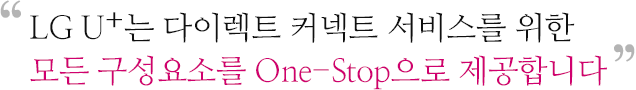 LG U+는 다이렉트 커넥트 서비스를 위한 모든 구성요소를 One-Stop으로 제공합니다